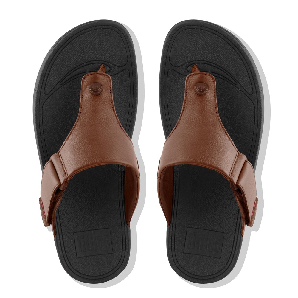 Fitflop Mens Flip-flops - Trakk Ii Leather - Brown/Black - 215-KZBOJR